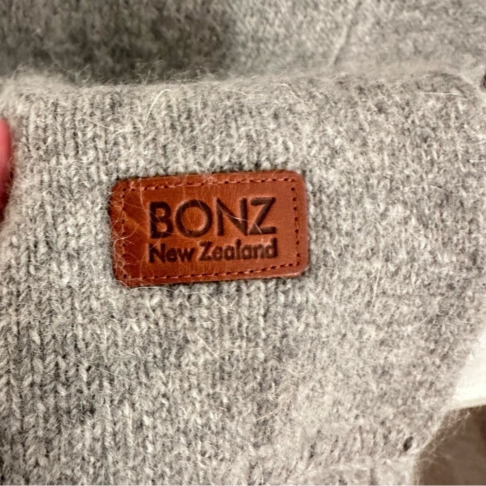 BONZ NEW ZEALAND Unisex grey fringe gorpcore wool quality scarf - Picture 4 of 6